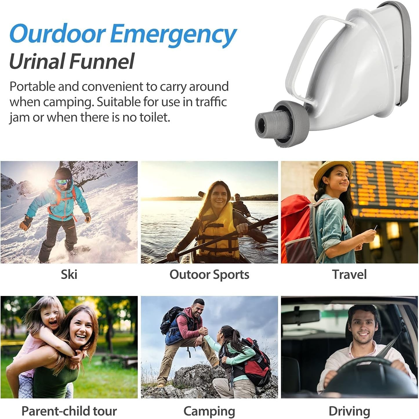 Alisanda Neutral Urinal Drainer & Travel Portable Emergency Toilet, Outdoor Camping Car Urinal Funnel